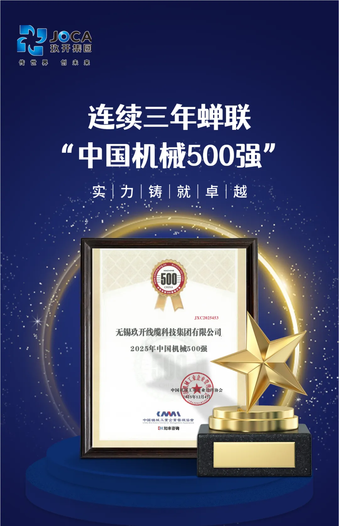 bti体育集团一连三年荣登“中国机械500强” 综合实力再获权威认可